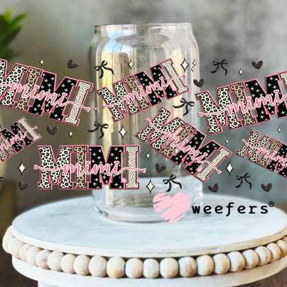 UV DTF Cup Wrap – Mimi Cheetah Print - Weefers Exclusive 16oz Libbey Glass Original Size Cup Wrap Weefers