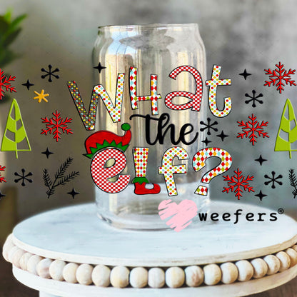 UV DTF Cup Wrap – Christmas What the Elf- Weefers Exclusive 16oz Libbey Glass Original Size Cup Wrap Weefers