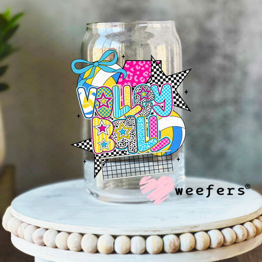 UV DTF Decal - Preppy Volleyball 16oz Libbey Glass Original Size Weefers