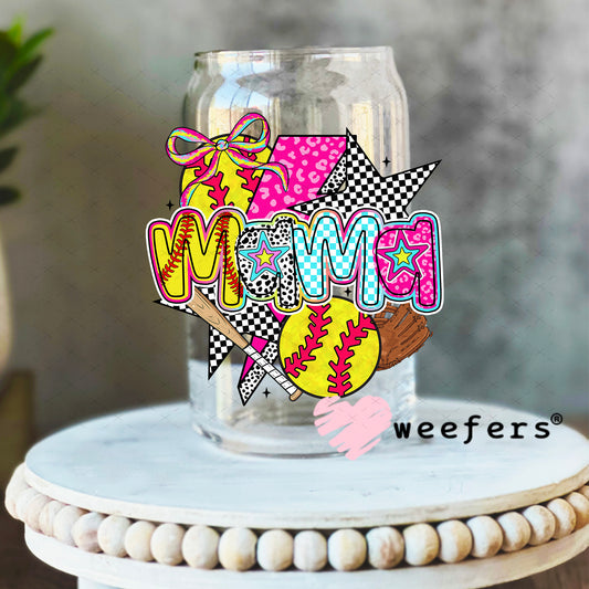 UV DTF Decal - Preppy Mama Softball 16oz Libbey Glass Original Size Weefers