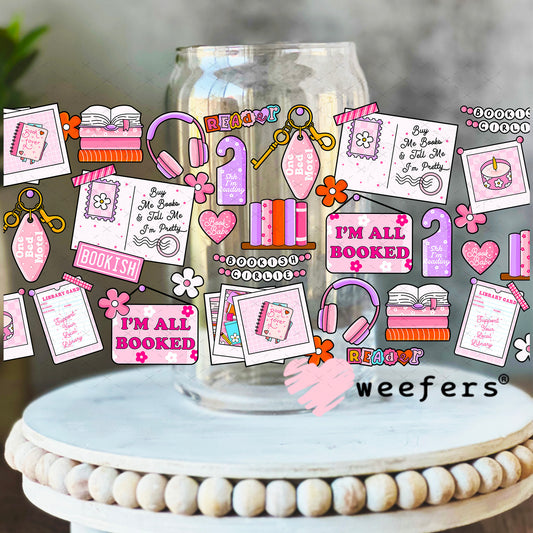 UV DTF Cup Wrap – Romantic Book Reader 16oz Libbey Glass Original Size Weefers