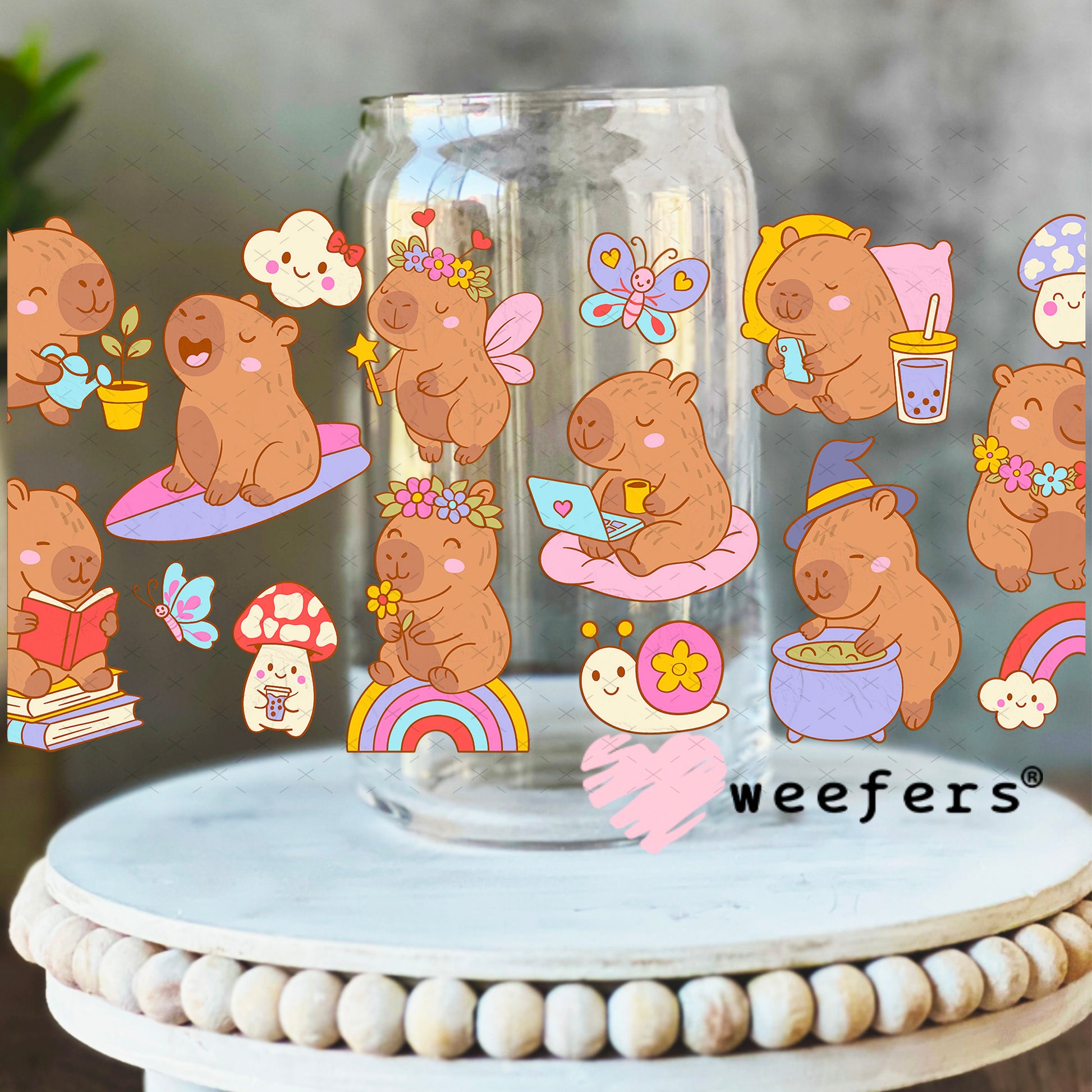 UV DTF Cup Wrap – Capybara 16oz Libbey Glass Original Size Weefers