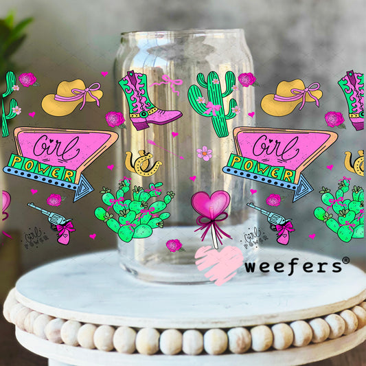 UV DTF Cup Wrap – Western Girl Power 16oz Libbey Glass Original Size Weefers