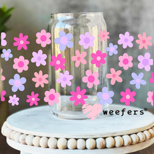 UV DTF Cup Wrap – Pink and Purple Flowers 16oz Libbey Glass Original Size Weefers