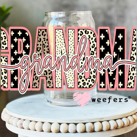 UV DTF Cup Wrap – Cheetah Grandma 16oz Libbey Glass Original Size Weefers