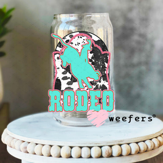 UV DTF Decal - Teal Rodeo 16oz Libbey Glass Original Size Weefers