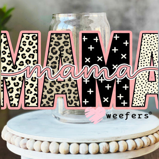 UV DTF Cup Wrap – Cheetah Mama 16oz Libbey Glass Original Size Weefers