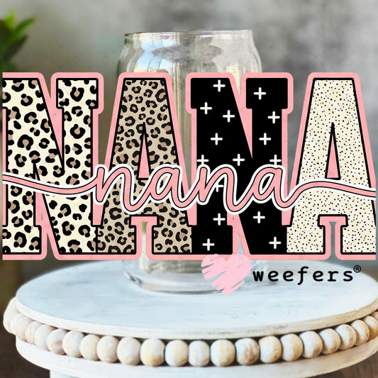 UV DTF Cup Wrap – Cheetah Nana 16oz Libbey Glass Original Size Weefers