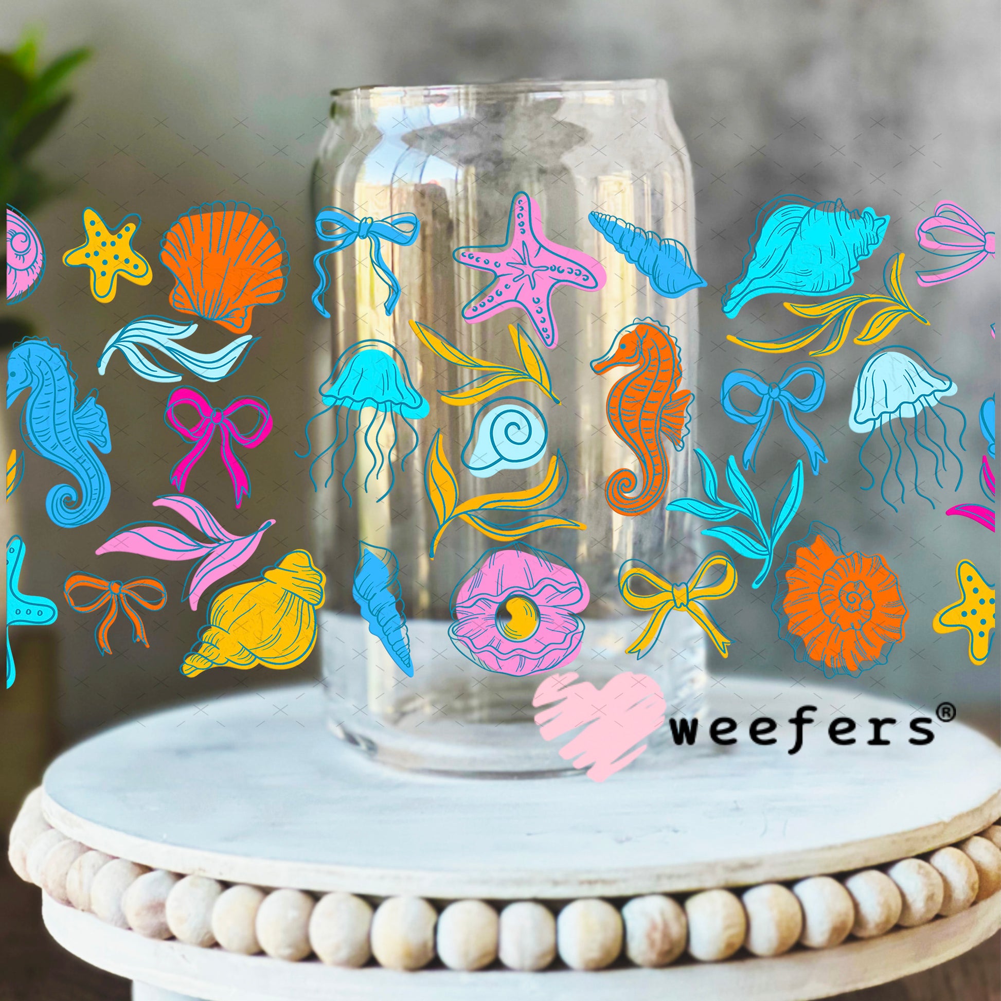 UV DTF Cup Wrap – Under the Sea Friends 16oz Libbey Glass Original Size Weefers