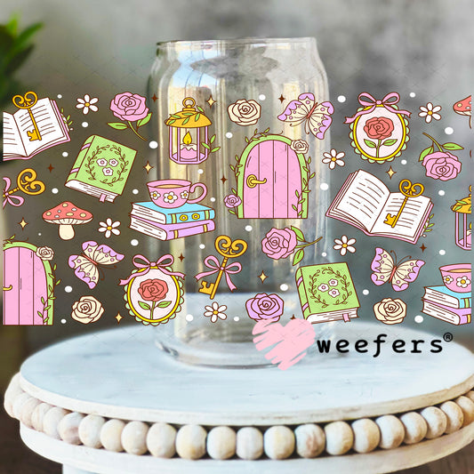 UV DTF Cup Wrap – Book Lover Tea Time 16oz Libbey Glass Original Size Weefers