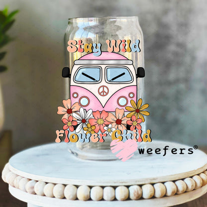 UV DTF Decal - Stay Wild Flower Child 16oz Libbey Glass Original Size Weefers