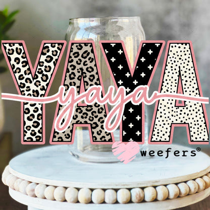 UV DTF Cup Wrap – Cheetah Yaya 16oz Libbey Glass Original Size Weefers