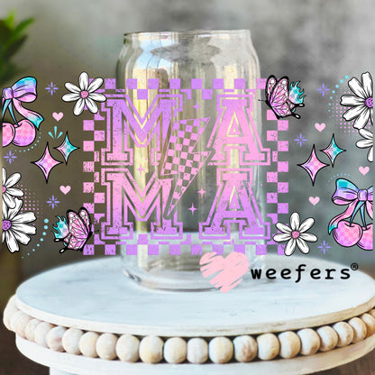 UV DTF Cup Wrap – Pink and Teal MaMa 16oz Libbey Glass Original Size Weefers
