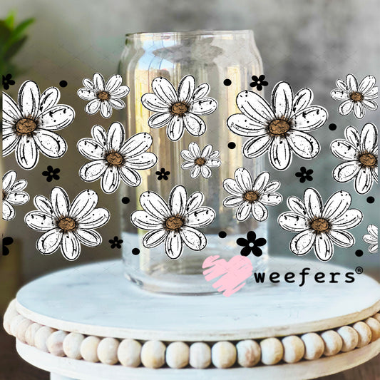 UV DTF Cup Wrap – Flowers White 16oz Libbey Glass Original Size Weefers