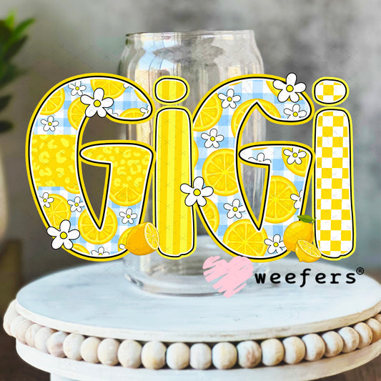 UV DTF Decal - Gigi Yellow 16oz Libbey Glass Original Size Weefers