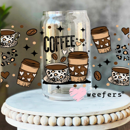 UV DTF Cup Wrap – Coffee Time 16oz Libbey Glass Original Size Weefers
