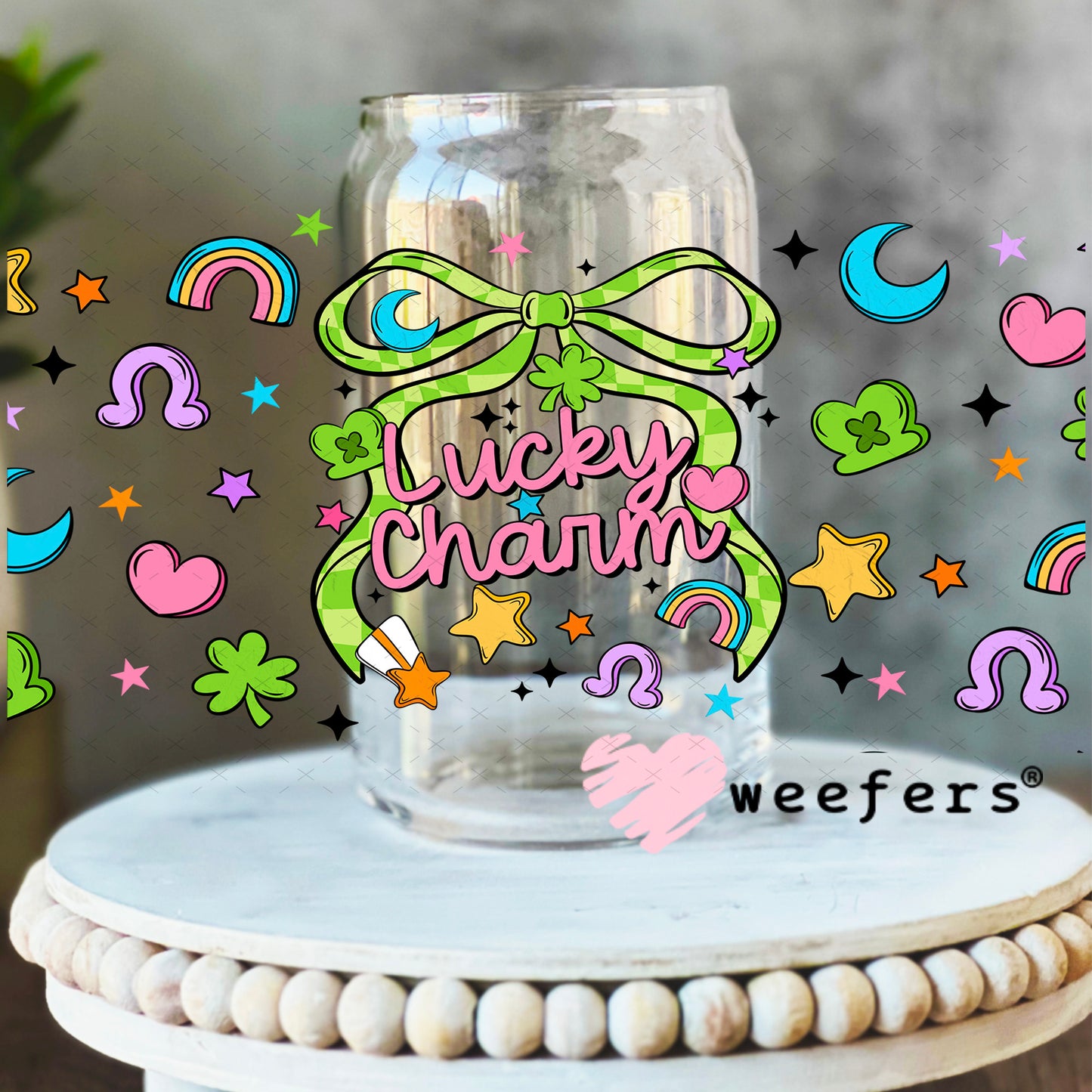 UV DTF Cup Wrap – Lucky Charm St. Patricks 16oz Libbey Glass Original Size Weefers