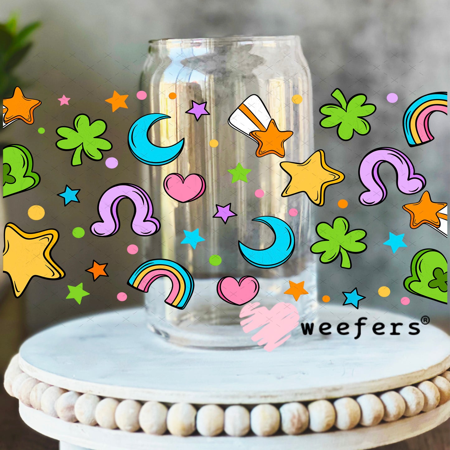 UV DTF Cup Wrap – Lucky Charm Charms St. Patricks 16oz Libbey Glass Original Size Weefers