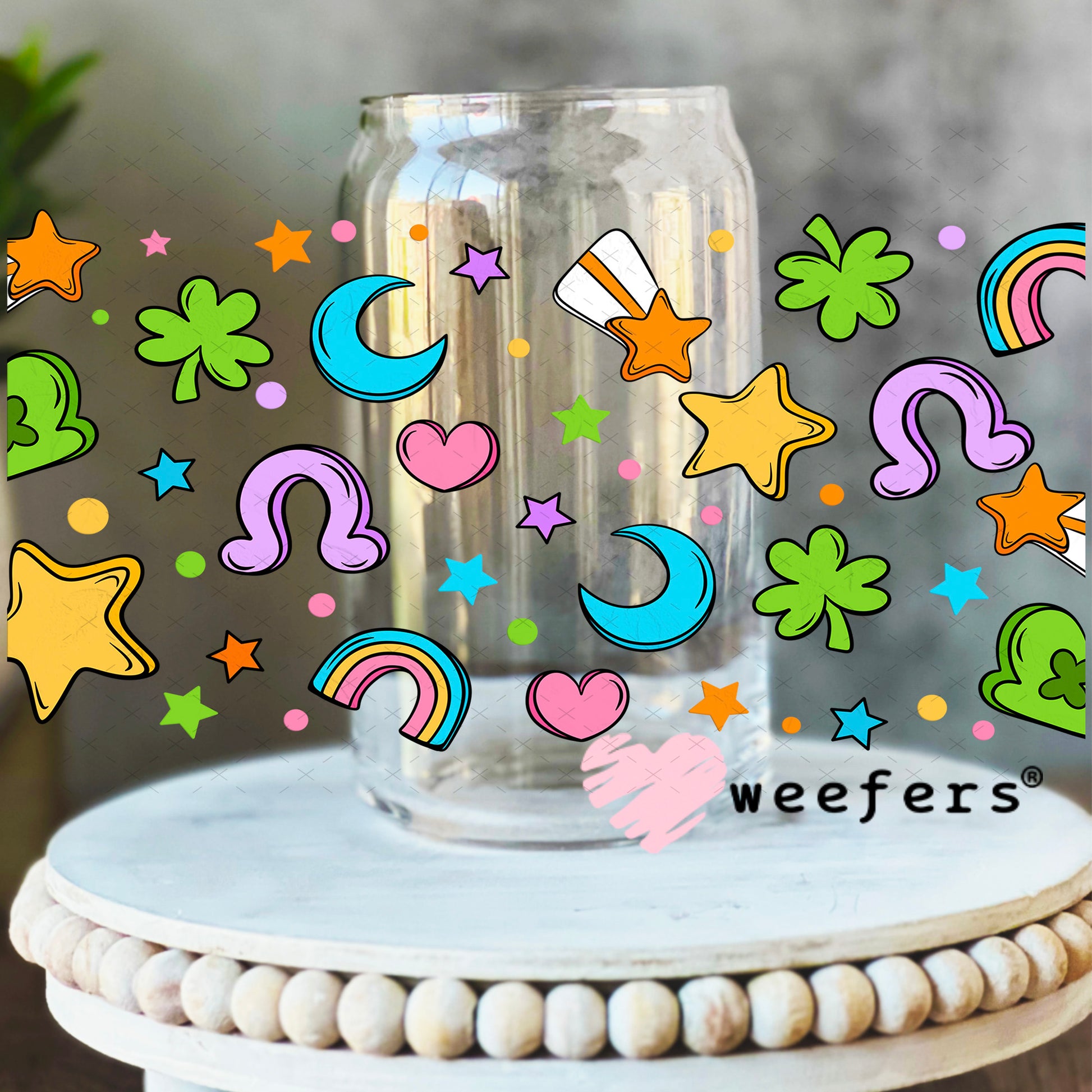 UV DTF Cup Wrap – Lucky Charm Charms St. Patricks 16oz Libbey Glass Original Size Weefers