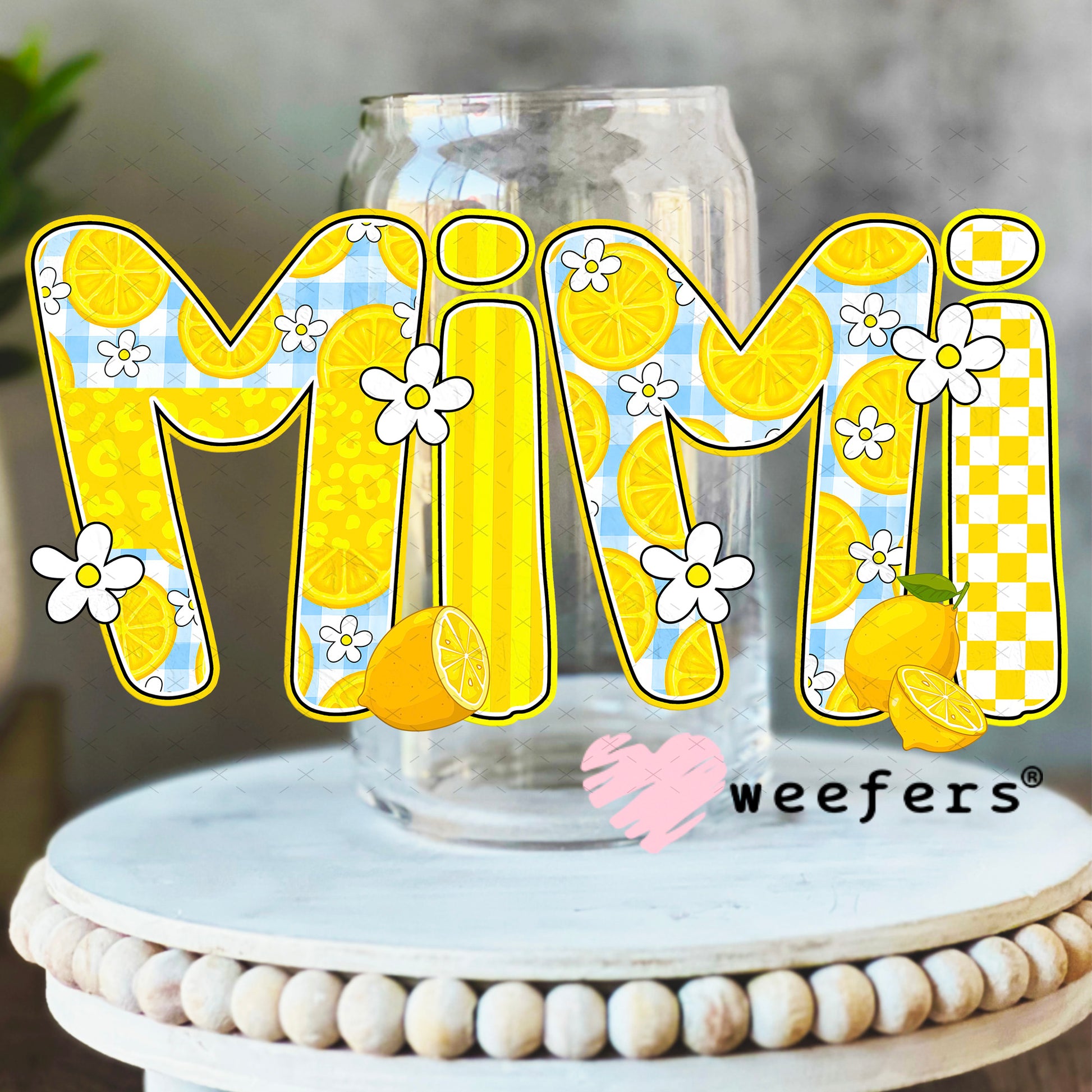 UV DTF Decal - Mimi Sunny Yellow 16oz Libbey Glass Original Size Weefers