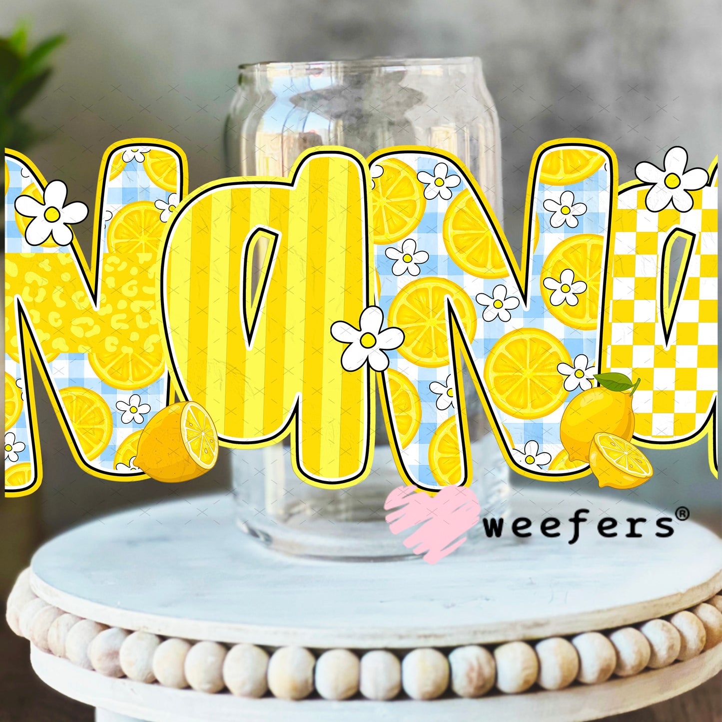 UV DTF Decal - Nana Sunny Yellow 16oz Libbey Glass Original Size Weefers