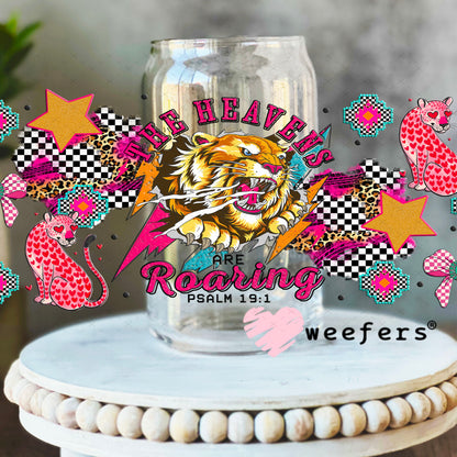 UV DTF Cup Wrap – The Heavens are Roaring - Weefers Exclusive 16oz Libbey Glass Original Size Cup Wrap Weefers