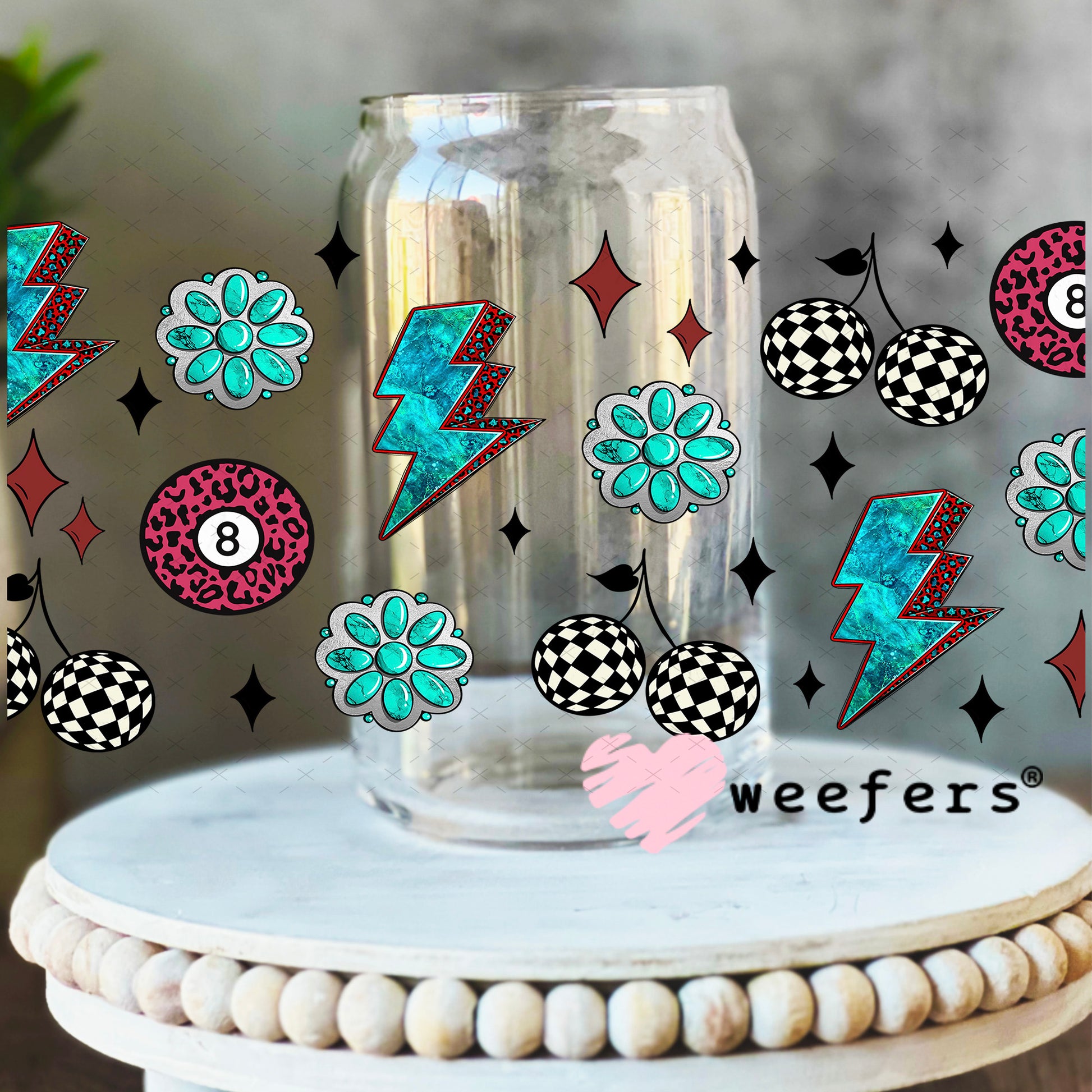 UV DTF Cup Wrap – Drink Your Water and Don't Be a B$tch Sidekick - Weefers Exclusive 16oz Libbey Glass Original Size Weefers