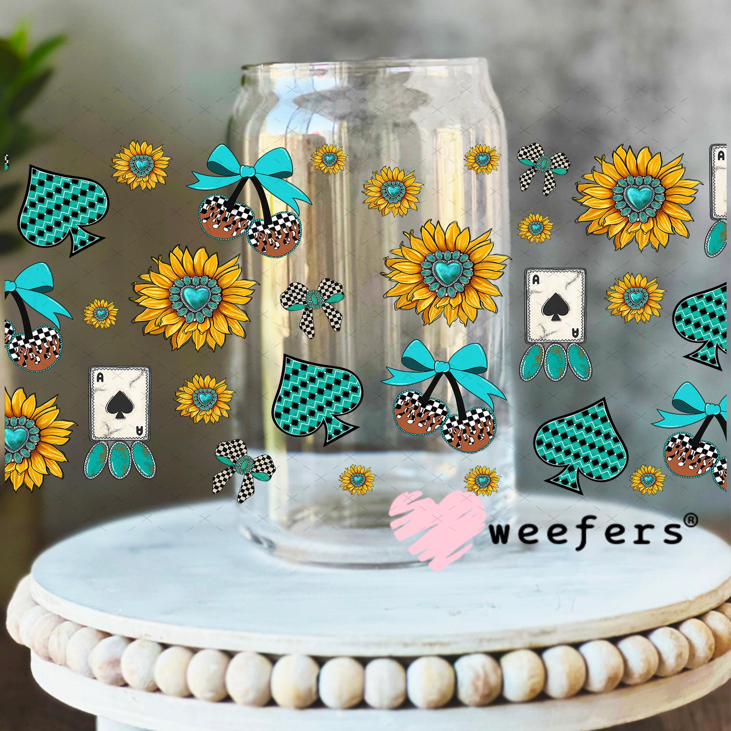 UV DTF Cup Wrap – Wild and Western Sidekick - Weefers Exclusive 16oz Libbey Glass Original Size Weefers