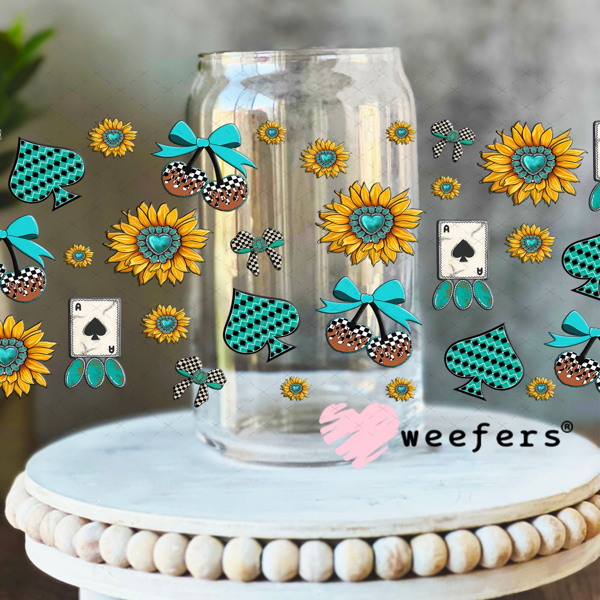 UV DTF Cup Wrap – Wild and Western Sidekick - Weefers Exclusive 16oz Libbey Glass Original Size Cup Wrap Weefers