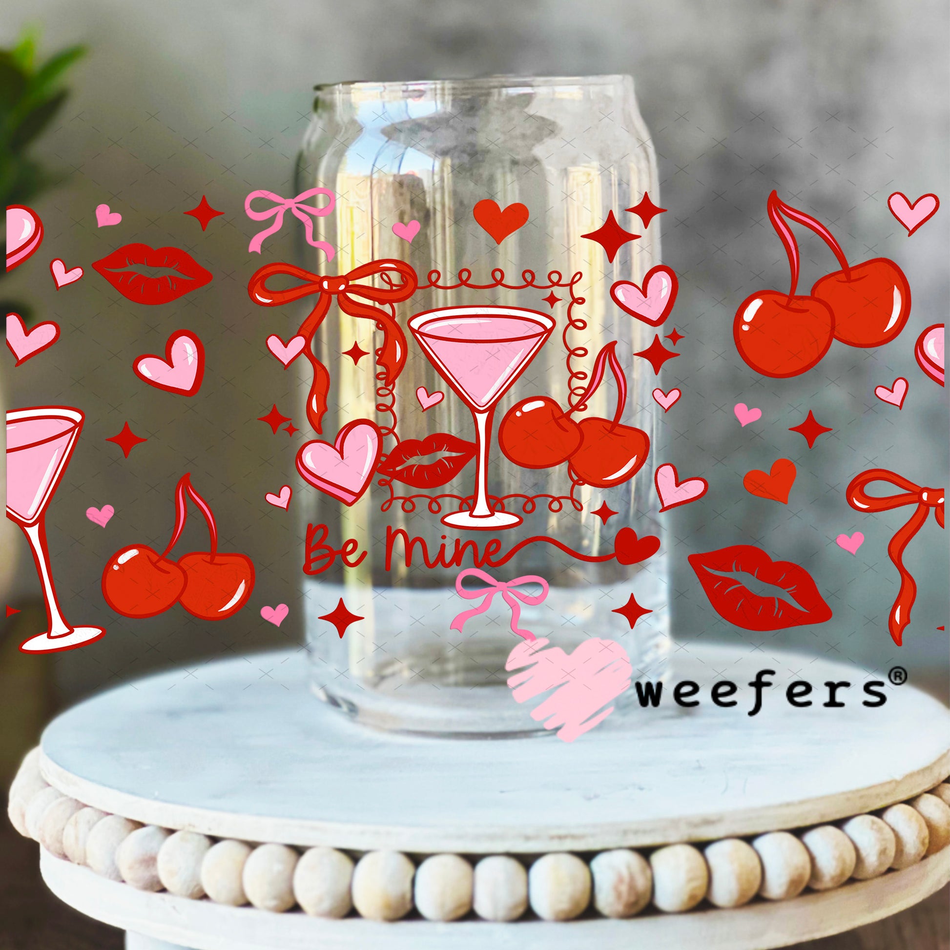 UV DTF Cup Wrap – Valentine Be Mine 16oz Libbey Glass Original Size Weefers