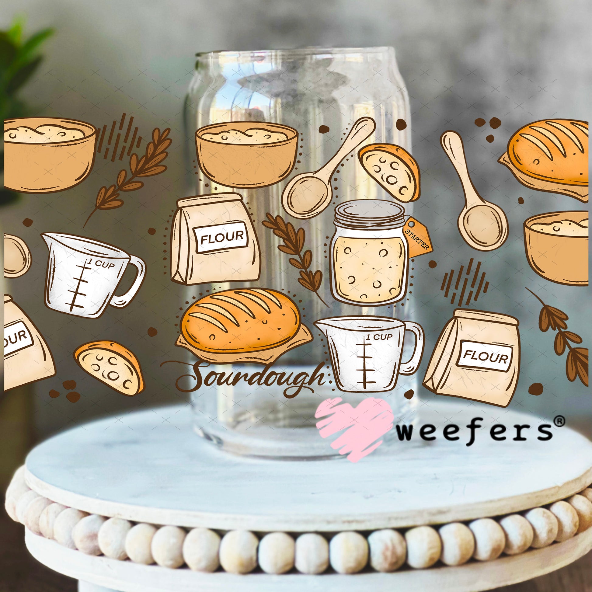 UV DTF Cup Wrap – Sourdough Bread 16oz Libbey Glass Original Size Weefers