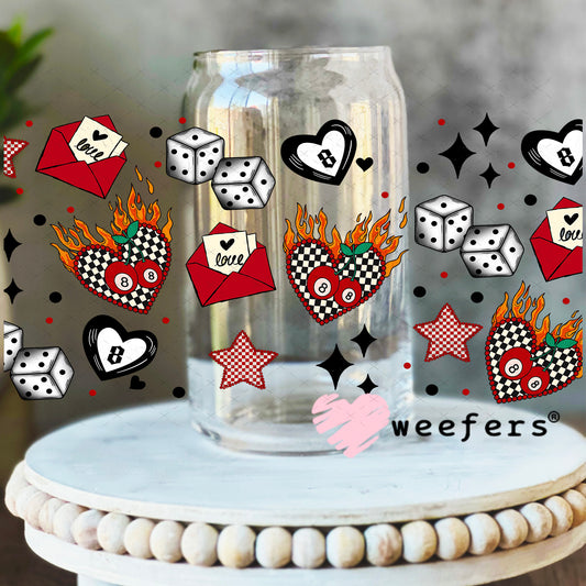 UV DTF Cup Wrap – Love is a Gamble Sidekick - Weefers Exclusive 16oz Libbey Glass Original Size Weefers