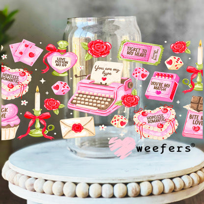 UV DTF Cup Wrap – You Are My Type Valentine's Day 16oz Libbey Glass Original Size Weefers