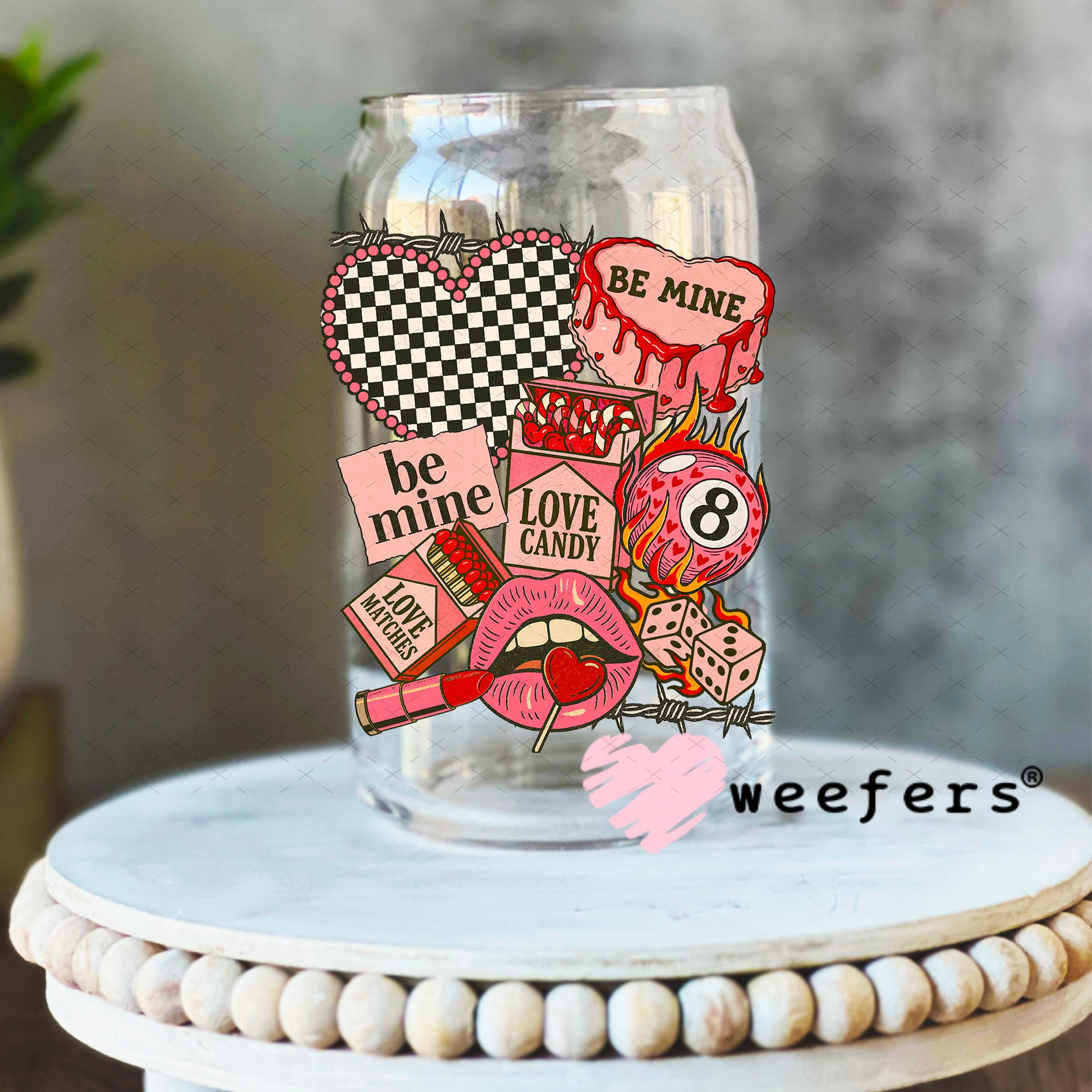 UV DTF Decal - Western Valentine Collage 16oz Libbey Glass Original Size Weefers
