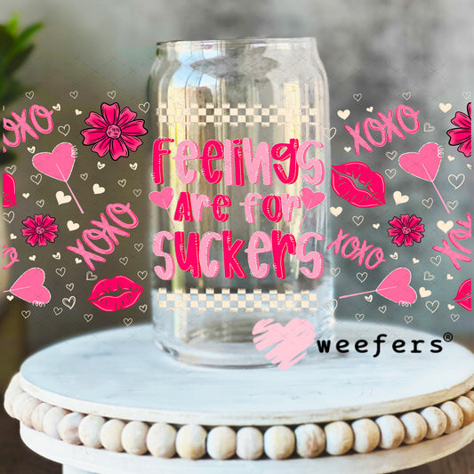 UV DTF Cup Wrap – Feelings are for Suckers Valentine's Day 16oz Libbey Glass Original Size Weefers