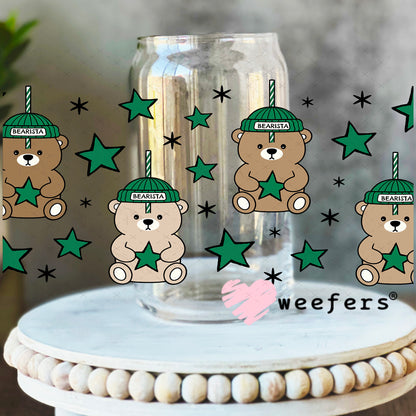 UV DTF Cup Wrap – Viral Bear with Stars 16oz Libbey Glass Original Size Weefers