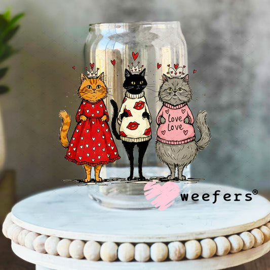 UV DTF Decal - Granny Cats Valentine's Day 16oz Libbey Glass Original Size Weefers