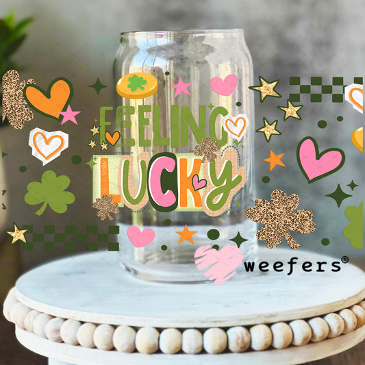 UV DTF Cup Wrap – Feeling Lucky 16oz Libbey Glass Original Size Weefers