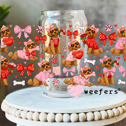 UV DTF Cup Wrap – Goldendoodle Valentine's Day 16oz Libbey Glass Original Size Weefers