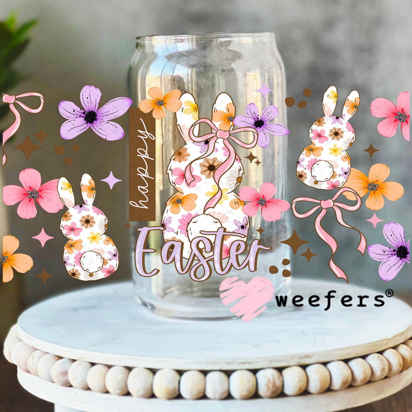 UV DTF Cup Wrap – Happy Easter 16oz Libbey Glass Original Size Weefers