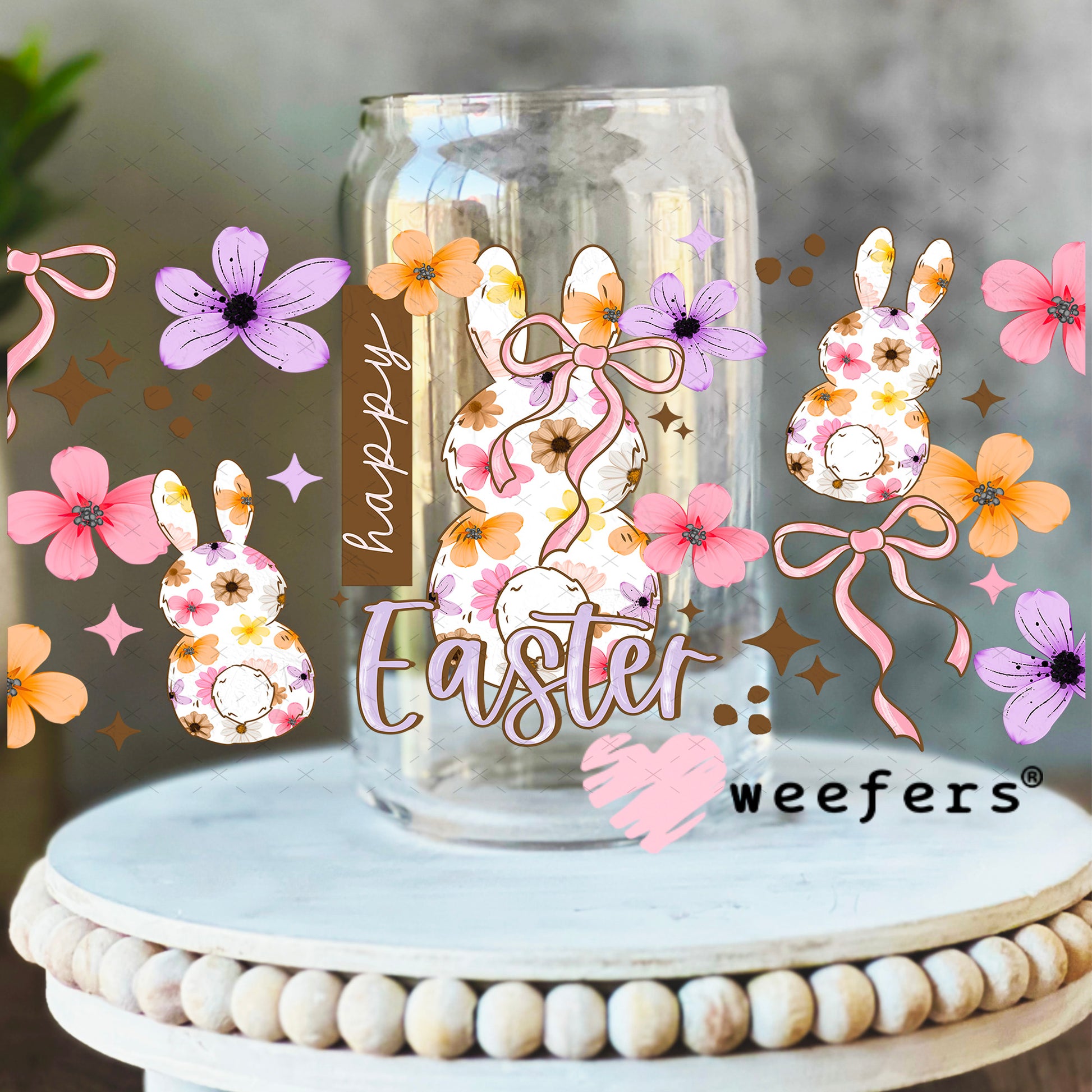 UV DTF Cup Wrap – Happy Easter 16oz Libbey Glass Original Size Weefers