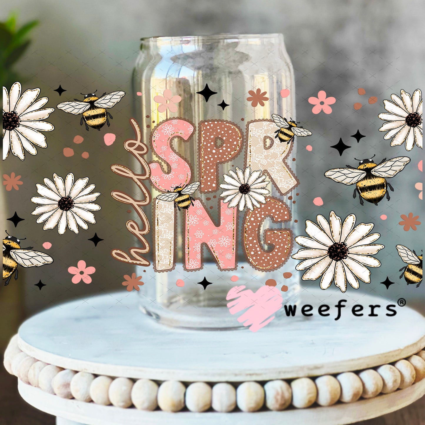 UV DTF Cup Wrap – Hello Spring 16oz Libbey Glass Original Size Weefers