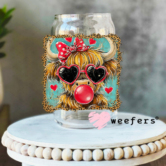 UV DTF Decal - Bougie Red Bubble Cow 16oz Libbey Glass Original Size Weefers