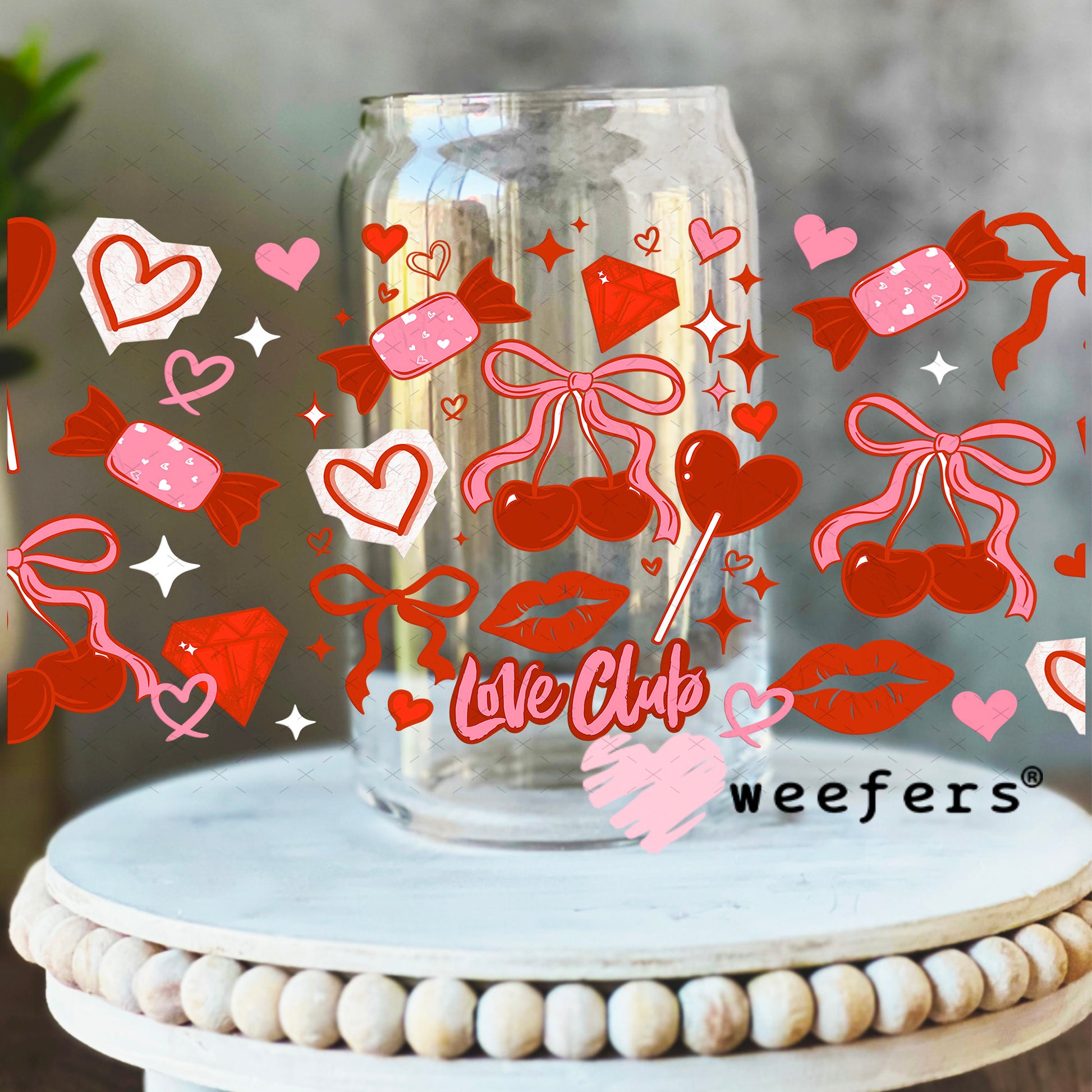 UV DTF Cup Wrap – Valentine Love Club 16oz Libbey Glass Original Size Weefers