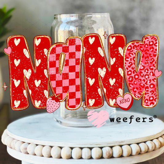 UV DTF Decal - Nana Valentine's Day 16oz Libbey Glass Original Size Weefers
