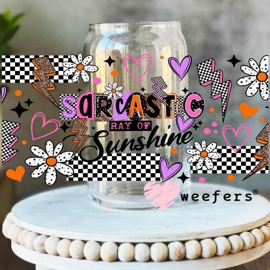 UV DTF Cup Wrap – Sarcastic Ray of Sunshine 16oz Libbey Glass Original Size Weefers
