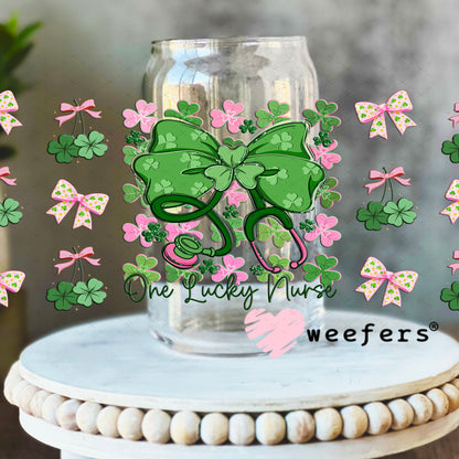 UV DTF Cup Wrap – One Lucky Nurse - Weefers Exclusive 16oz Libbey Glass Original Size Cup Wrap Weefers