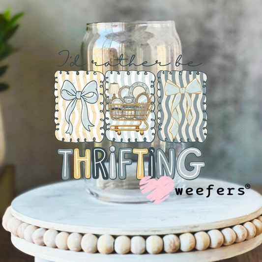 UV DTF Decal - I'd Rather be Thrifting 16oz Libbey Glass Original Size Weefers