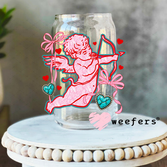 UV DTF Decal -Cupid Valentine's Day 16oz Libbey Glass Original Size Weefers