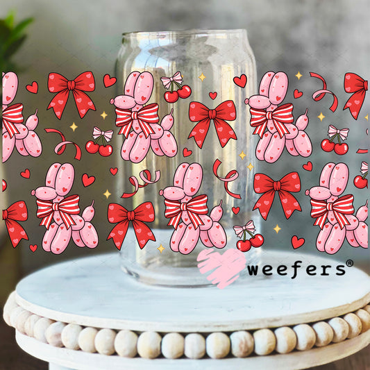 UV DTF Cup Wrap – Valentine's Day Balloon Dogs 16oz Libbey Glass Original Size Weefers